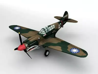 P-40E Warhawk Aircraft LOW Low-poly 3D model