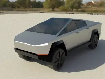 CyberTruck futuristic electric vehicle Low-poly 3D model