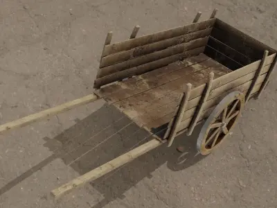 Medieval cart Low-poly 3D model