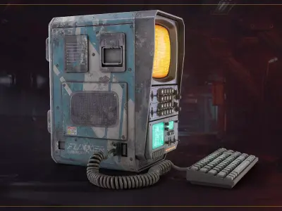 Scifi Retro Computer Low-poly 3D model