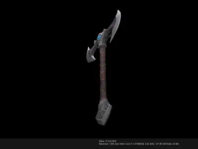 Low Poly Stylized Axe - AI Low-poly 3D model