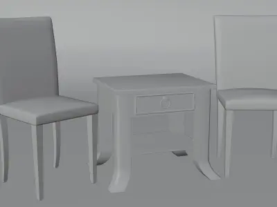 Set Wooden Furniture 10 3D model