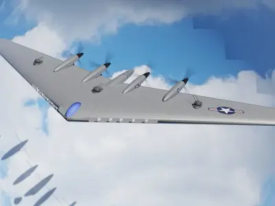 XB 35 Flying Wing experimental Bomber 3D model
