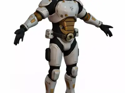 Futuristic Sci-Fi Armored Character Low-poly 3D model