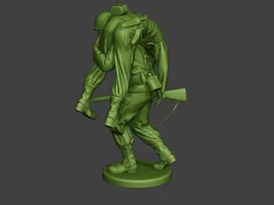 American soldier ww2 carring wounded A10 3D print model
