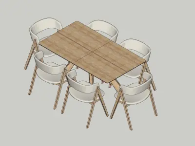 Dining table and chairs B2C Gaudi 3D model