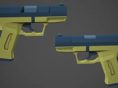 Stylized Walther P99 Pistol Low Poly Mobile Ready Low-poly 3D model