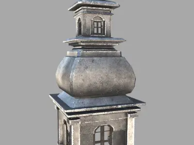 Church tower Low-poly 3D model
