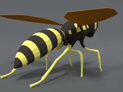 Low Poly Cartoon Hornet  Low-poly 3D model