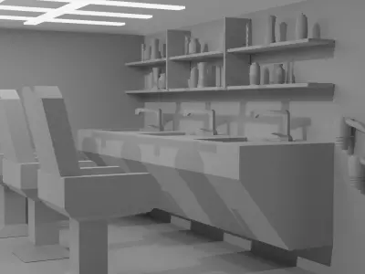 Barber Shop - Low Poly Low-poly 3D model
