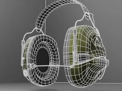 Military Headset Low-poly 3D model
