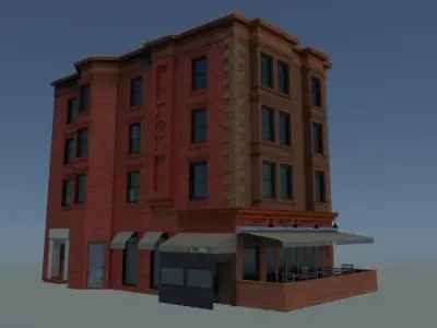 NYC corner building with restaurant Free 3D model