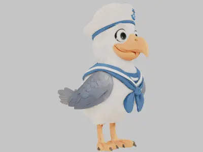 Sailor Seagull 3D Model Low-poly 3D model
