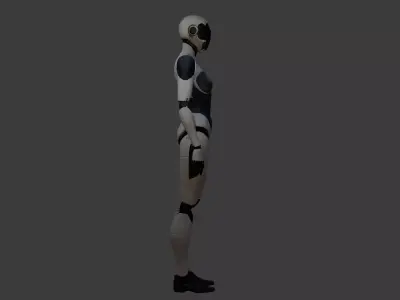 Futuristic Female Humanoid Robot Low-poly 3D model