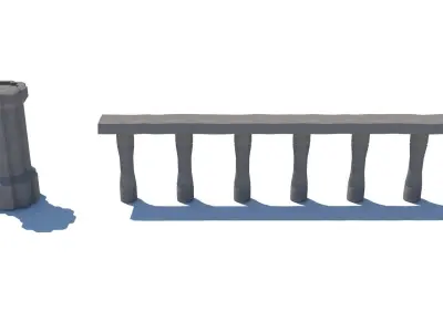 Gothic castle of water 3D model parts Low-poly 3D model