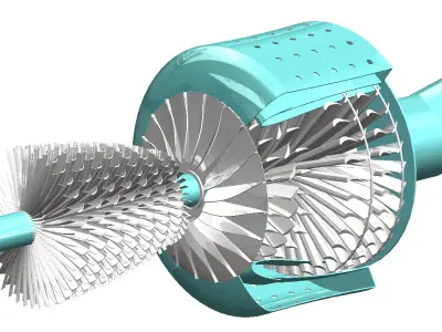 3D Jet Engine Model High Detail Gas Turbine CAD Design 3D print model