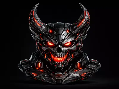 Infernal Cyber Demon Skull Mech Helmet 3D model