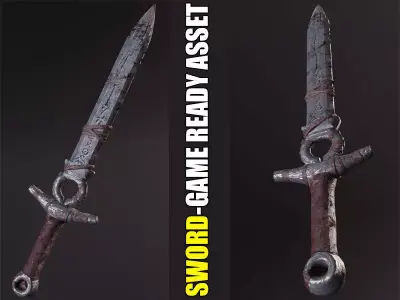 sword game ready asset Low-poly 3D model