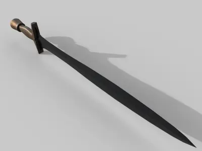 Sword with brass handle Low-poly 3D model