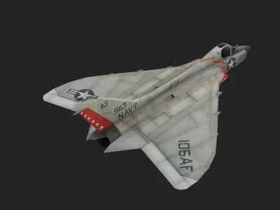  Douglas F4D Skyray jet fighter Hand painted game model Low-poly 3D model