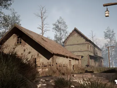 Abandoned Haunted Village Environment Low-poly 3D model