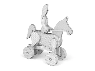 Wooden toy rider 3D model