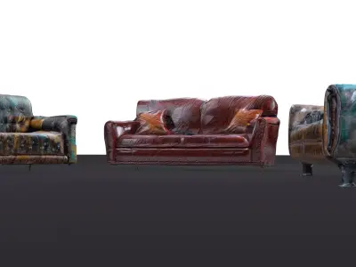 Steampunk Couch Pack Free low-poly 3D model