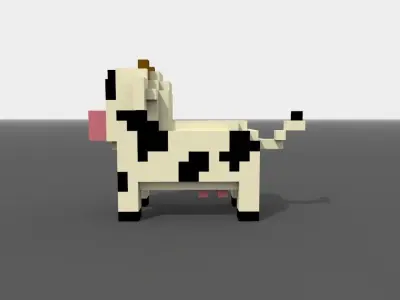 Voxel Cow Low-poly 3D model