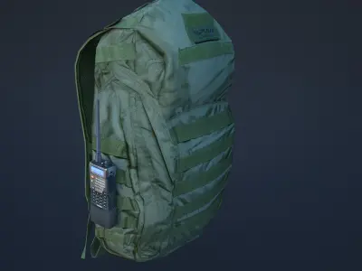  military backpack Low-poly 3D model