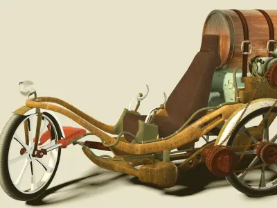 Tricycle steam powered bicycle 3D model