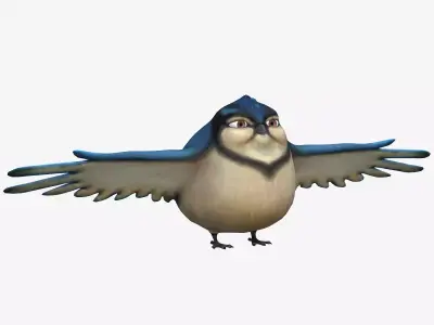 Fat Cartoon Bird Low-poly 3D model