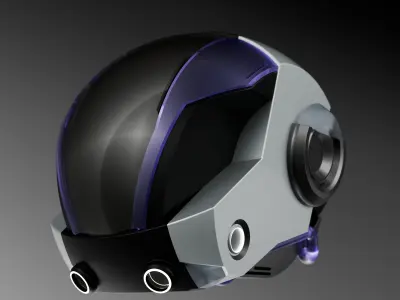 SCIFI Futuristic 3D Helmet Model Blender Low-poly 3D model