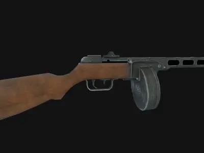 PPSh-41 wooden gun Low-poly 3D model