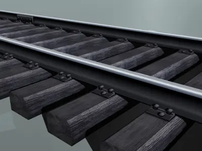 Railway track woody sleepers Low-poly 3D model