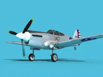 Curtiss P-40B Warhawk V11 USAAF 3D model