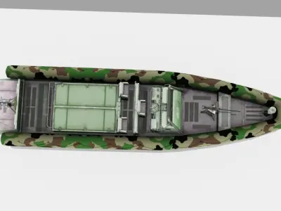 Army Patrolling Boat With Guns Low-poly 3D model