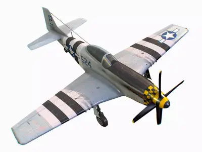 United States American fighter aircraft P-51D-5 Mustang Low-poly 3D model