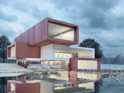 Modern Lake House 3D model