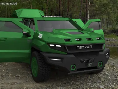 Green Rezvani Armored SUV Simplified 3D model