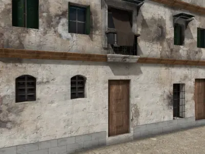 Old High-Quality 3D Colonial House Low-poly 3D model