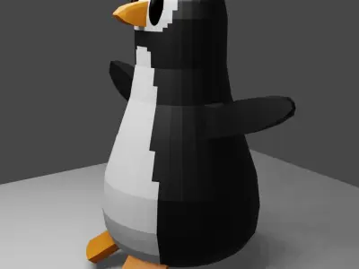 Penguin pixel Free low-poly 3D model