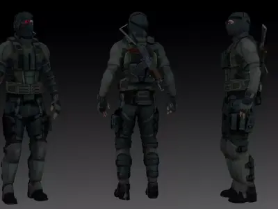 Kestrel Splinter Cell Conviction 3D Model High-Quality Rigged Free low-poly 3D model