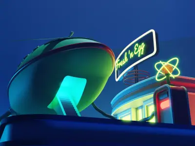 Cartoon futurama space scene 3D model