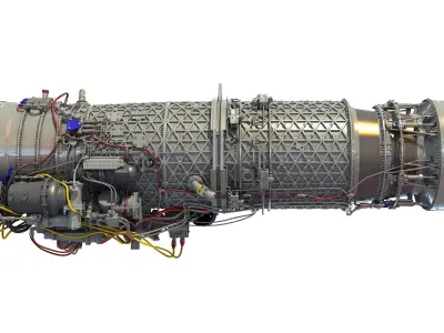 3D Military Turbofan Afterburning Engines 3D model