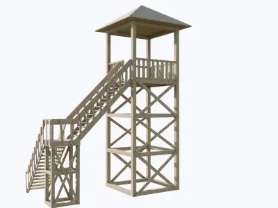 TOWER-1-WITH STAIR Low-poly 3D model