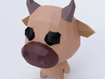 Cow cartoon style 3d model  Low-poly 3D model