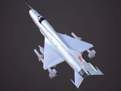 MiG 21 - Rigged and Animated - with Interior - M5 Low-poly 3D model