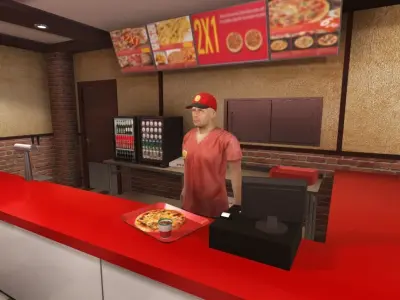 Pizzeria Interior Low-poly 3D model