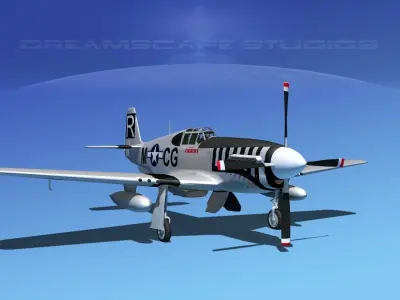 North American P-51B Mustang V03 3D model