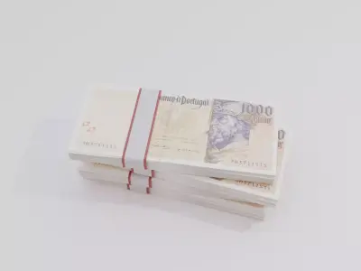 1000 Portuguese Escudo Currency Low-poly 3D model